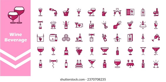 Wine beverage celebration icon set