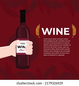 Wine beverage on red background