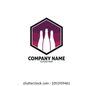 wine beverage shop vector logo design template
