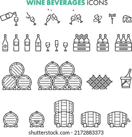 Wine Beverages icons set vector