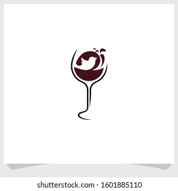 wine and bird logo design vector, restaurant logo design inspiration