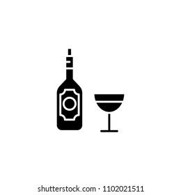 Wine black icon concept. Wine flat  vector symbol, sign, illustration.