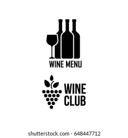 Wine black icons on white background set vector