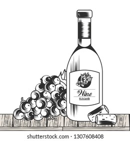 Wine black and white drawing