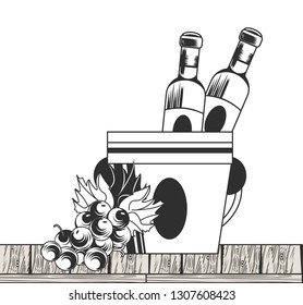 Wine black and white drawing