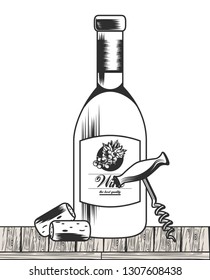 Wine black and white drawing