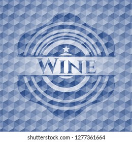 Wine blue emblem or badge with geometric pattern background.
