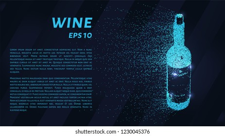 Wine from blue points of light. Wine in a bottle vector illustration