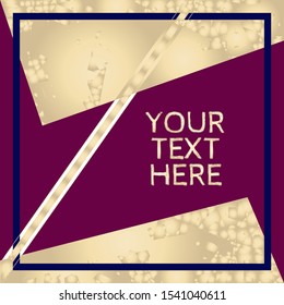 Wine & Blush Metallic Glittering Framed Geometric Template with Copy Space