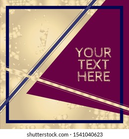 Wine & Blush Metallic Glittering Framed Geometric Template with Copy Space
