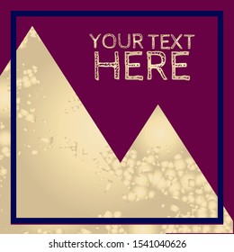 Wine & Blush Metallic Glittering Framed Geometric Template with Copy Space