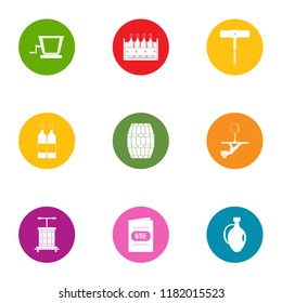 Wine book icons set. Flat set of 9 wine book vector icons for web isolated on white background