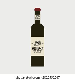 wine botle design logo vector