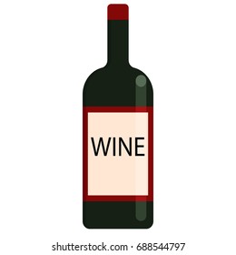 Wine bottle alcoholic beverage flat icon, vector sign, colorful pictogram isolated on white. Symbol, logo illustration. Flat style design
