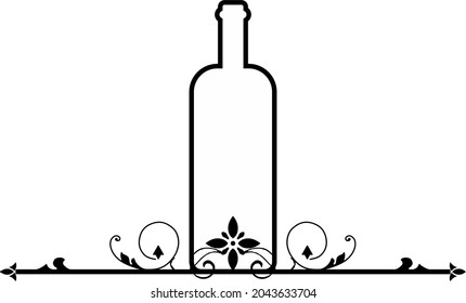 Wine bottle, alcoholic icon and logo, simple black graphic silhouette