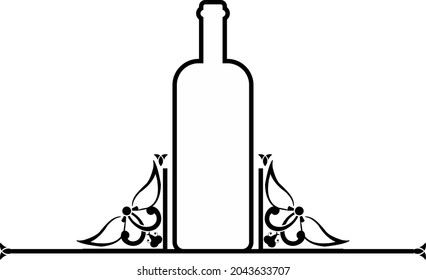 Wine bottle, alcoholic icon and logo, simple black graphic silhouette