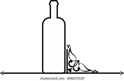 Wine bottle, alcoholic icon and logo, simple black graphic silhouette 