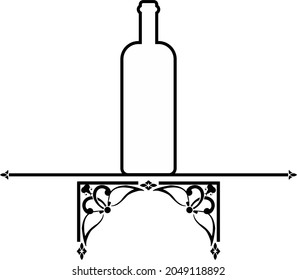 Wine bottle, alcoholic icon and logo, simple black graphic silhouette