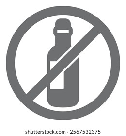 Wine bottle ban solid icon, prohibited elements concept. Vector graphics. Wine, whisky alcohol drinking forbidden sign on white background, glyph style icon for mobile or web design