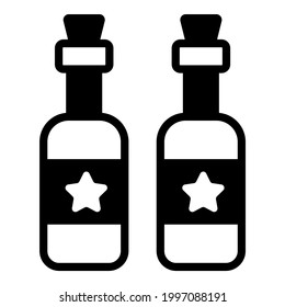 wine bottle, beer black filled line icon, vector design usa independence day icon.