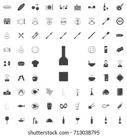 Wine bottle black icon on the white background restaurant cafe set Flat vector illustration