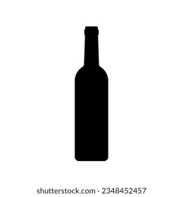 Icono negro de botella de vino. Elemento vectorial sobre fondo blanco.