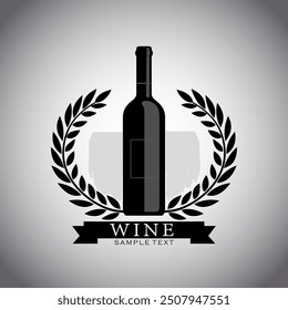 wine bottle with black laurel wreath logo