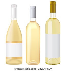 Wine bottle. Bottles of white wine with blank label. Vector Illustration isolated on white background.