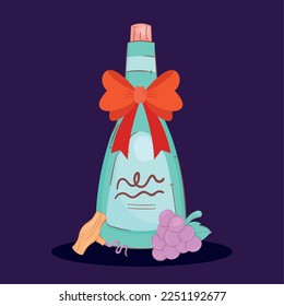 wine bottle with bow icon