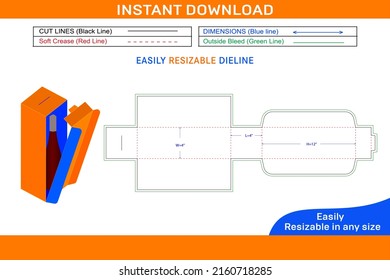 Wine Bottle box die cut template and 3D packaging box