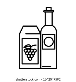 wine bottle and box packing vector illustration design