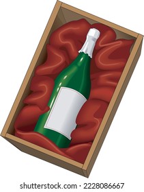 Weinflasche in Box Vektorgrafik