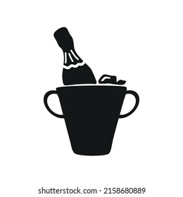 wine bottle in bucket icon isolated