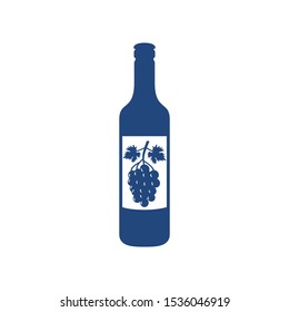 wine bottle with a bunch grape image on its label vector design illustration template