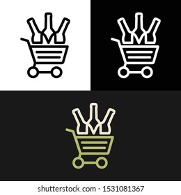 Wine Bottle Cart Shop Logo