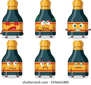 Wine bottle cartoon character with nope expression