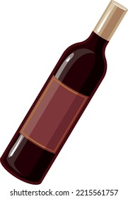 Wine Bottle Cartoon Icon. Red Classic Alcohol