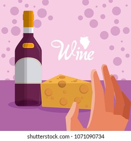 Wine bottle and cheese