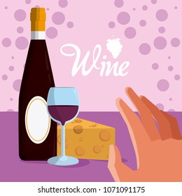 Wine bottle with cheese