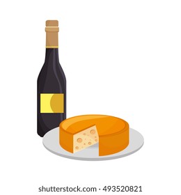 wine bottle and cheese