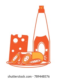 wine bottle and Cheese Board