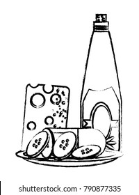 wine bottle and Cheese Board