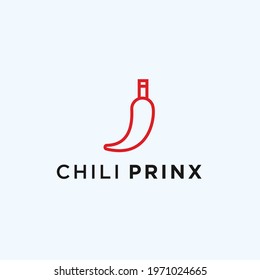 wine bottle with chili logo design vector illustration on white background