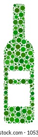 Wine Bottle collage of circle elements in various sizes. Vector filled circles are grouped into wine bottle mosaic.