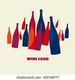 wine bottle color set vector illustration