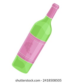 wine bottle color vector illustration