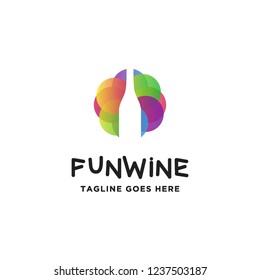 wine bottle in colors logo icon vector
