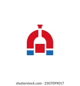 Wine bottle combination with magnet logo design.