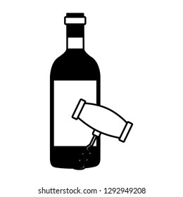 wine bottle corkscrew on white background vector illustration