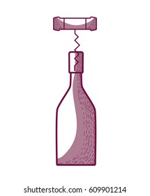wine bottle with corkscrew tool